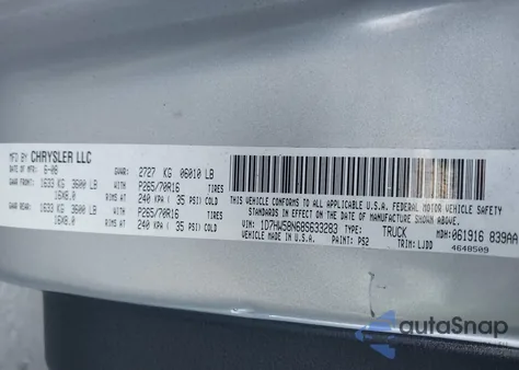 2008 Dodge Dakota Laramie из США, поврежденный, VIN 1D7HW58N68S633283